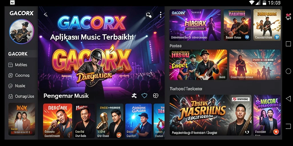 Screenshot gameplay GACORX menampilkan pengalaman mendengarkan musik yang interaktif.