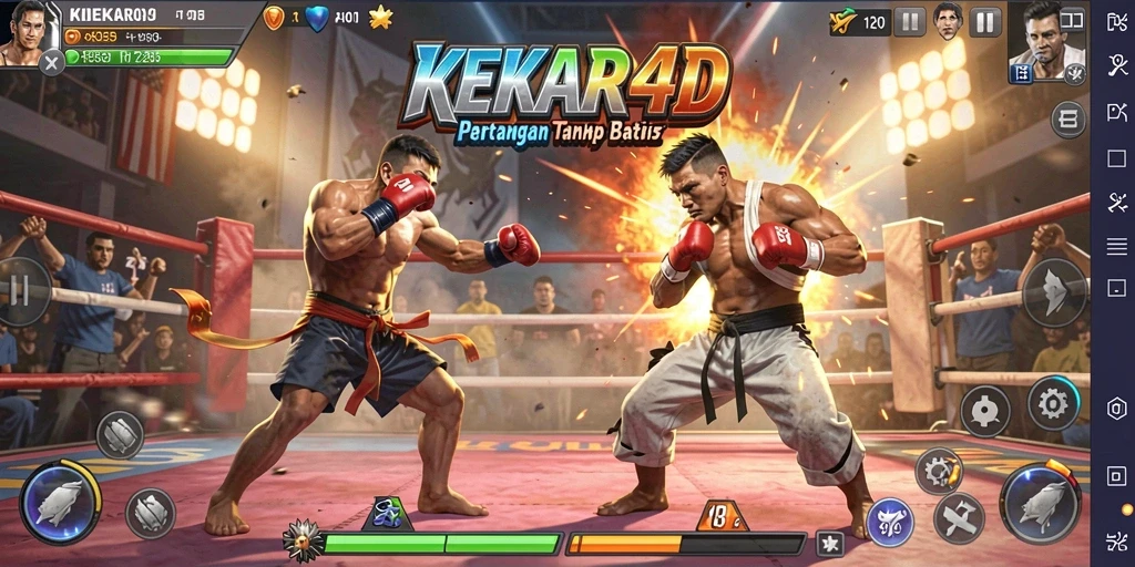 Tampilan gameplay KEKAR4D dengan pertarungan seru dan aksi karakter.