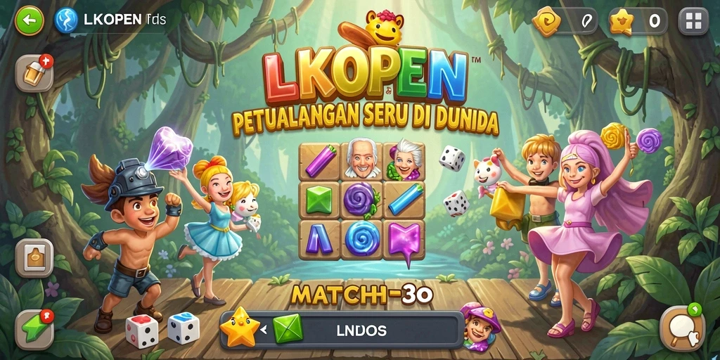 Tampilan gameplay LKOPEN yang penuh warna dan seru.