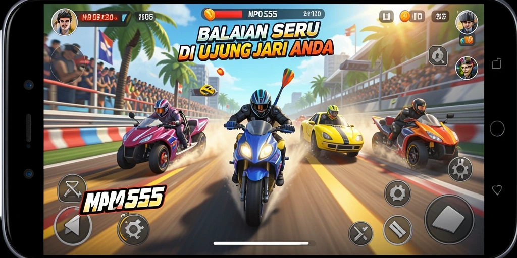 Screenshot ini menunjukkan aksi balap intens dari MPO555.