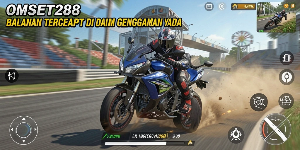 Gameplay mendebarkan di trek balap motor.