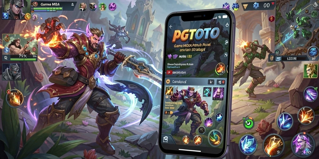 Tangkapan layar PGTOTO menampilkan aksi seru dalam pertempuran MOBA.