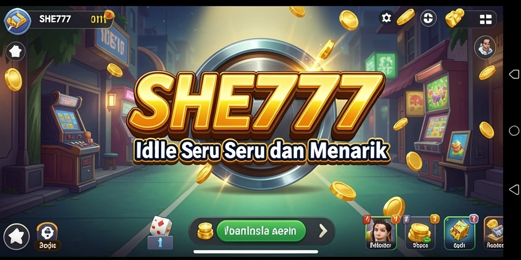 Screenshot utama SHE777 menampilkan gameplay Idle yang menarik.