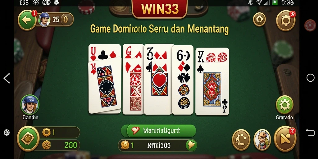 Tampilan gameplay seru dari WIN33 yang menampilkan Domino.
